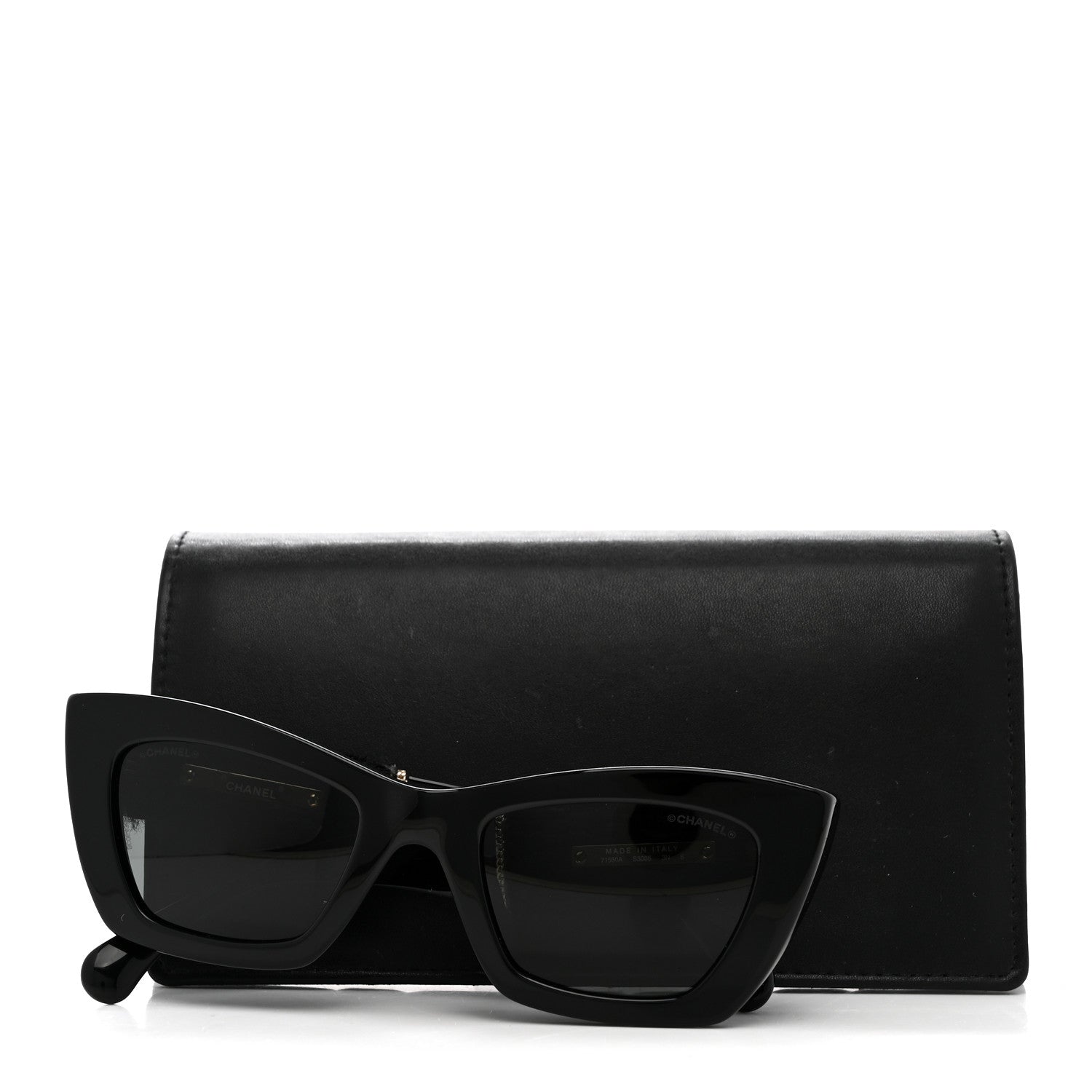 Chanel Acetate Tweed CC Cat Eye Sunglasses 71550A Black 7 of 7