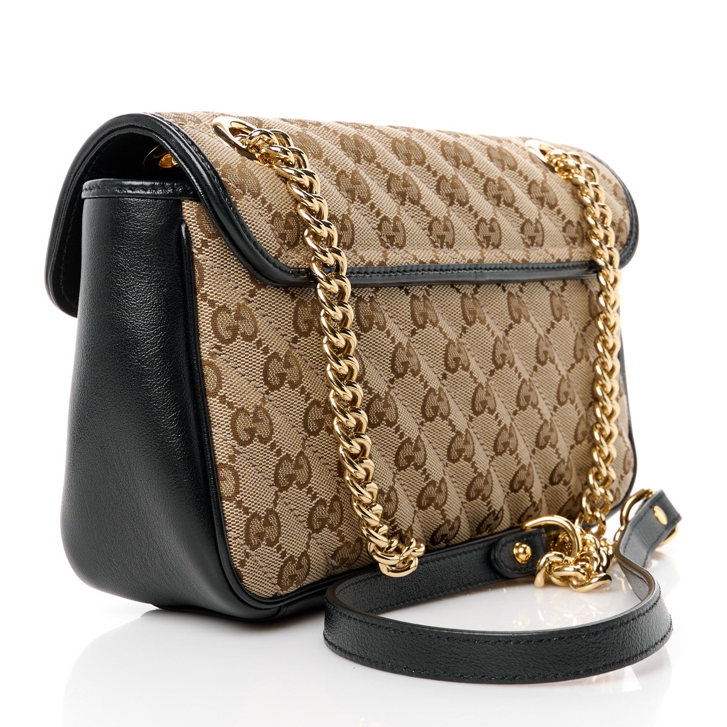 Gucci Monogram Matelasse Diagonal Small GG Marmont Shoulder Bag Beige Black 3 of 11