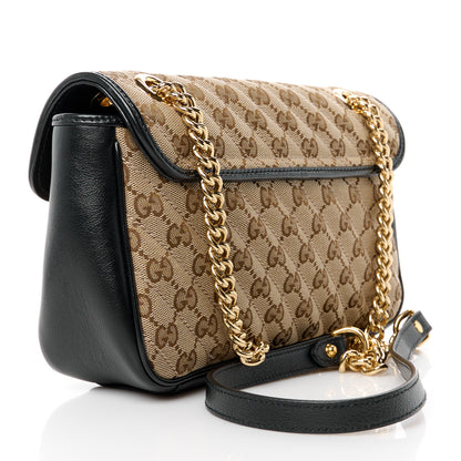 Gucci Monogram Matelasse Diagonal Small GG Marmont Shoulder Bag Beige Black 3 of 11