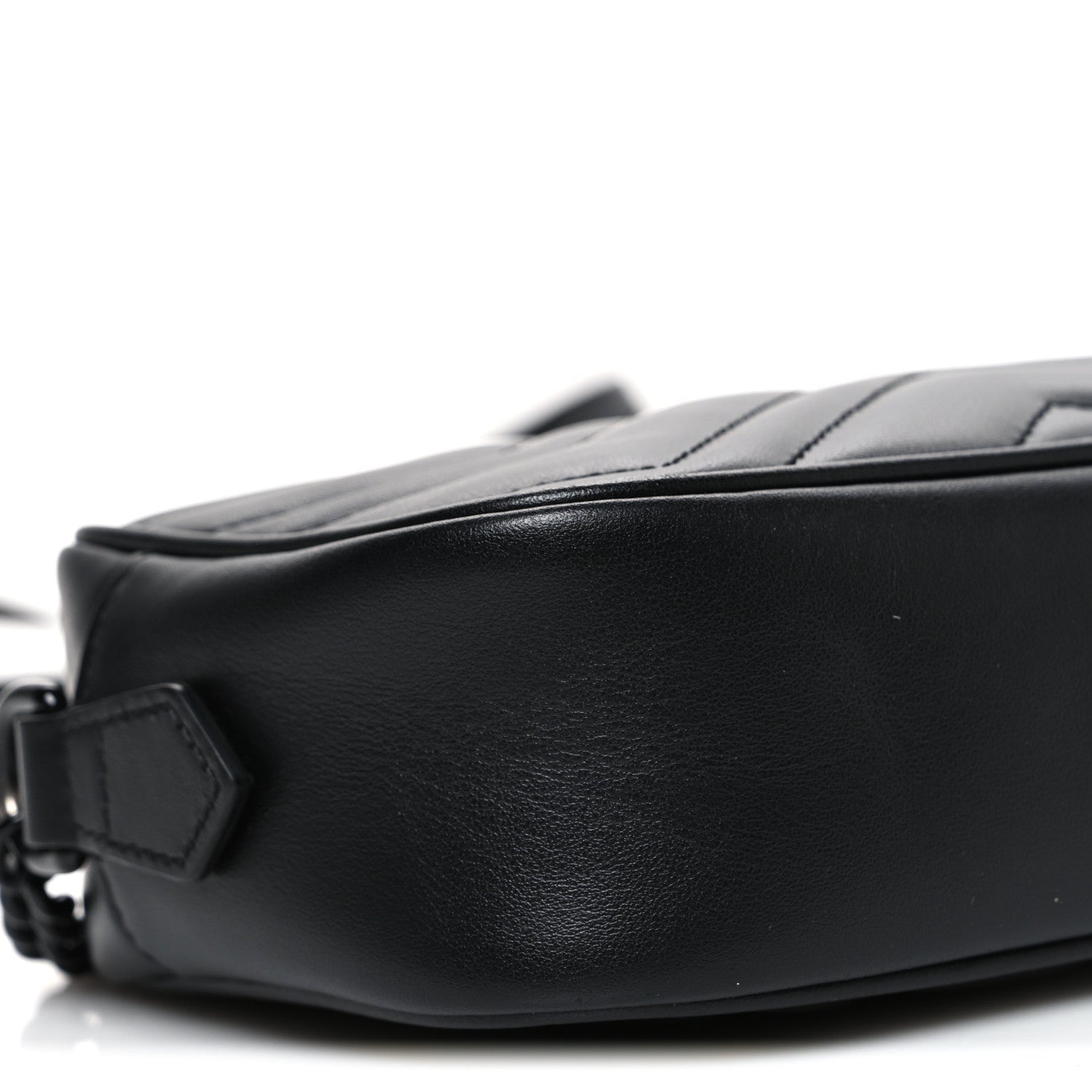 Gucci Calfskin Matelasse Monochrome Mini GG Marmont Chain Shoulder Bag Black 9 of 10