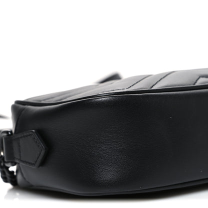 Gucci Calfskin Matelasse Monochrome Mini GG Marmont Chain Shoulder Bag Black 9 of 10
