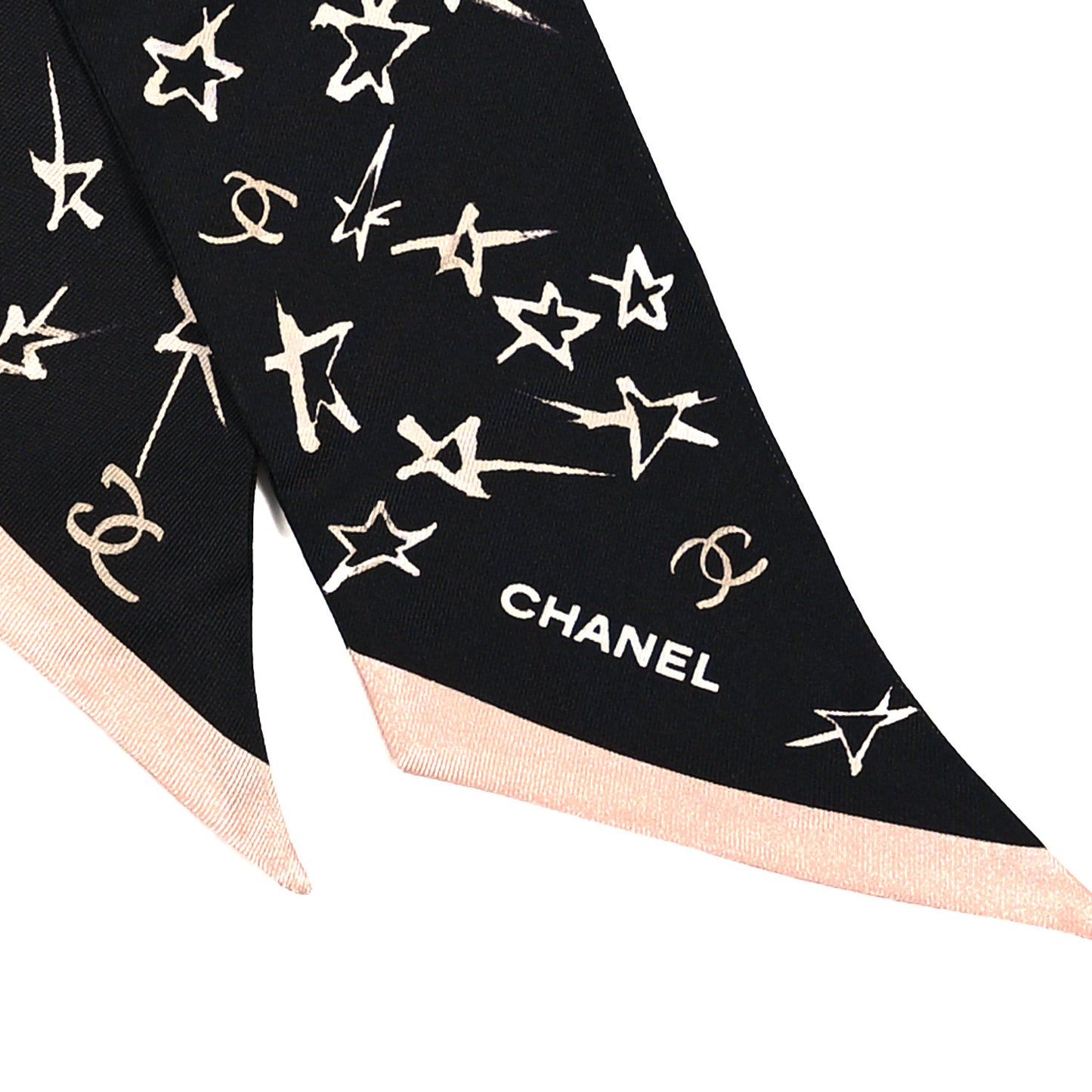 Silk Stars CC Slim Bandeau Scarf Black Ecru Light Pink