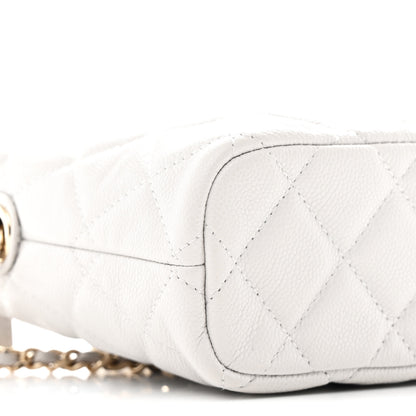 Chanel Shiny Caviar Quilted Hobo Clutch With Chain Light Grey 9 of 10