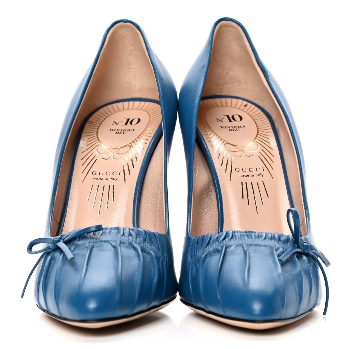 Nappa Bow High Heel Pumps 38.5 Riviera Blue