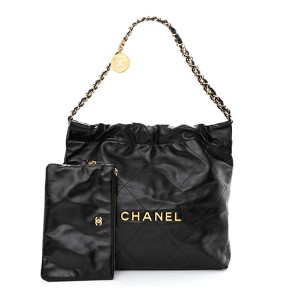 Chanel Shiny Calfskin Quilted Small Chanel 22 Black 1 of 14