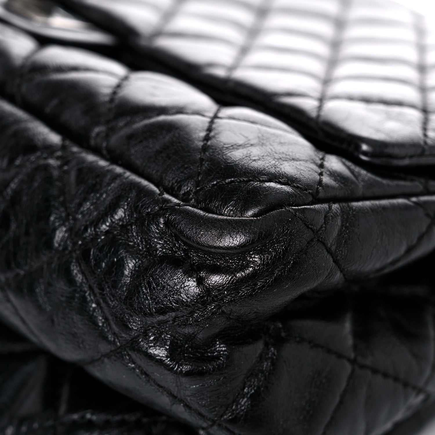 Chanel Metallic Aged Calfskin Quilted Reissue 2.55 Accordion Flap Black 5 of 20