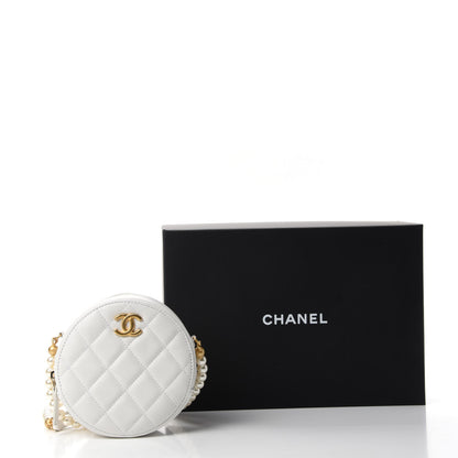 Chanel Calfskin Quilted About Pearls Round Clutch With Chain White 11 of 11