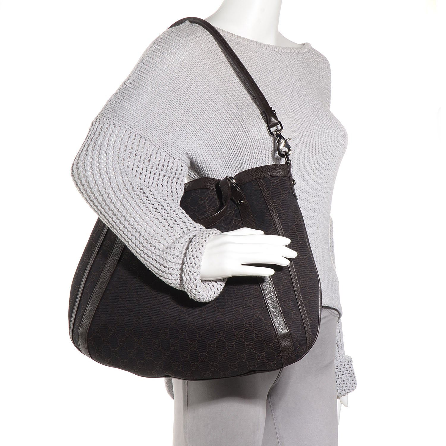 Gucci Monogram Medium Abbey Convertible Tote Dark Brown 2 of 7