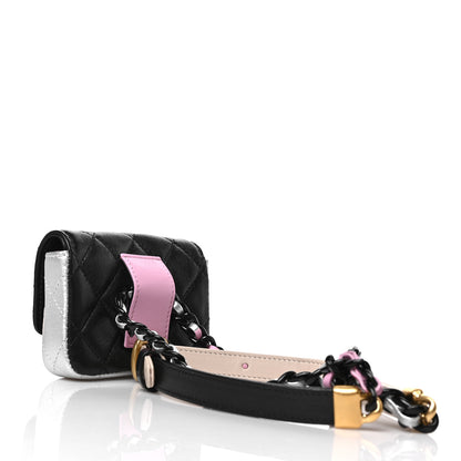 Chanel Lambskin Quilted Mini Chain Belt Bag Black Beige Multicolor 3 of 10