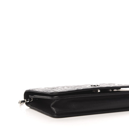 Chanel Goatskin Camellia Embossed Wallet on Chain WOC Black 8 of 10