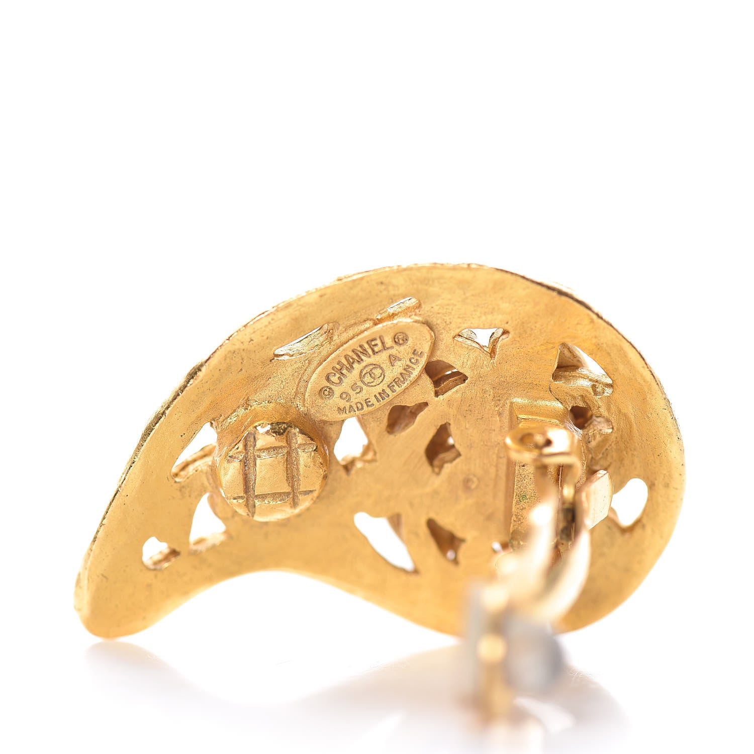 Chanel CC Tear Drop Clip On Earrings Gold 5 of 5