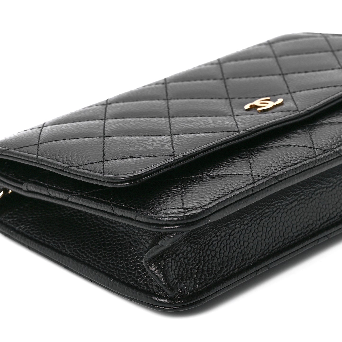 Caviar Quilted Wallet on Chain WOC Black
