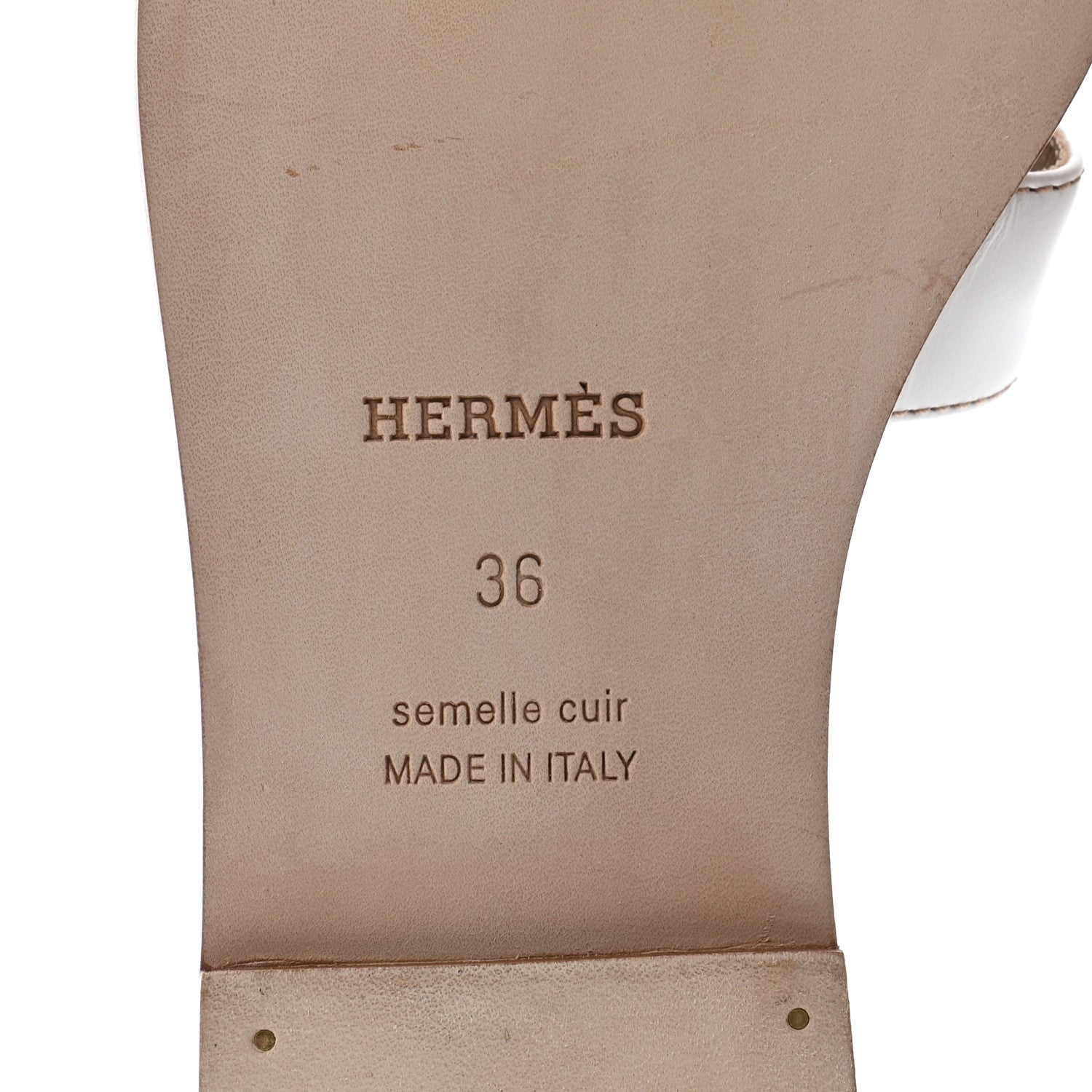 Hermes Box Calfskin Oran Sandals 36 White 7 of 8