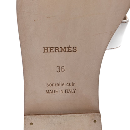 Hermes Box Calfskin Oran Sandals 36 White 7 of 8