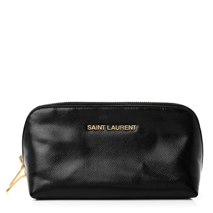 Saint Laurent Grained Calfskin Cosmetic Pouch Black 1 of 8