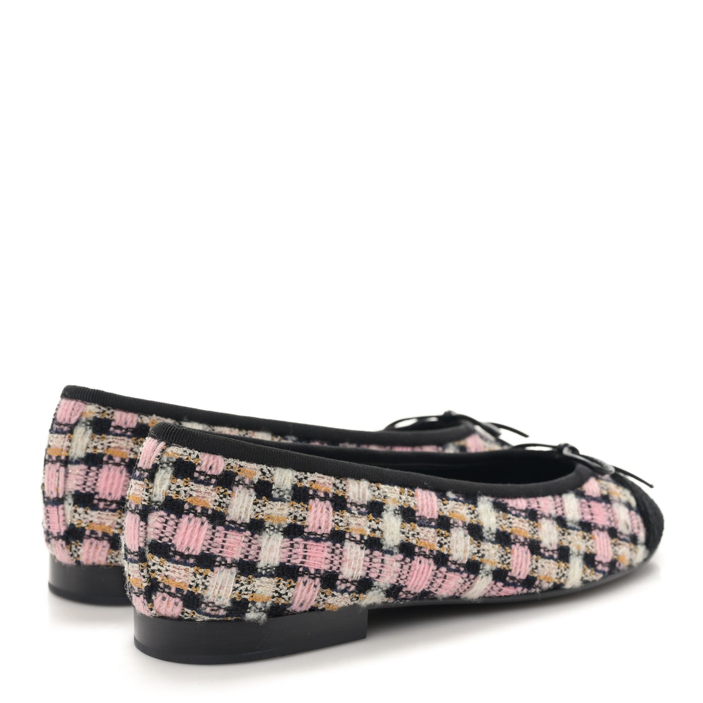 Wool Cotton Tweed Corduroy Cap Toe Ballerina Flats 38 Black Multicolor