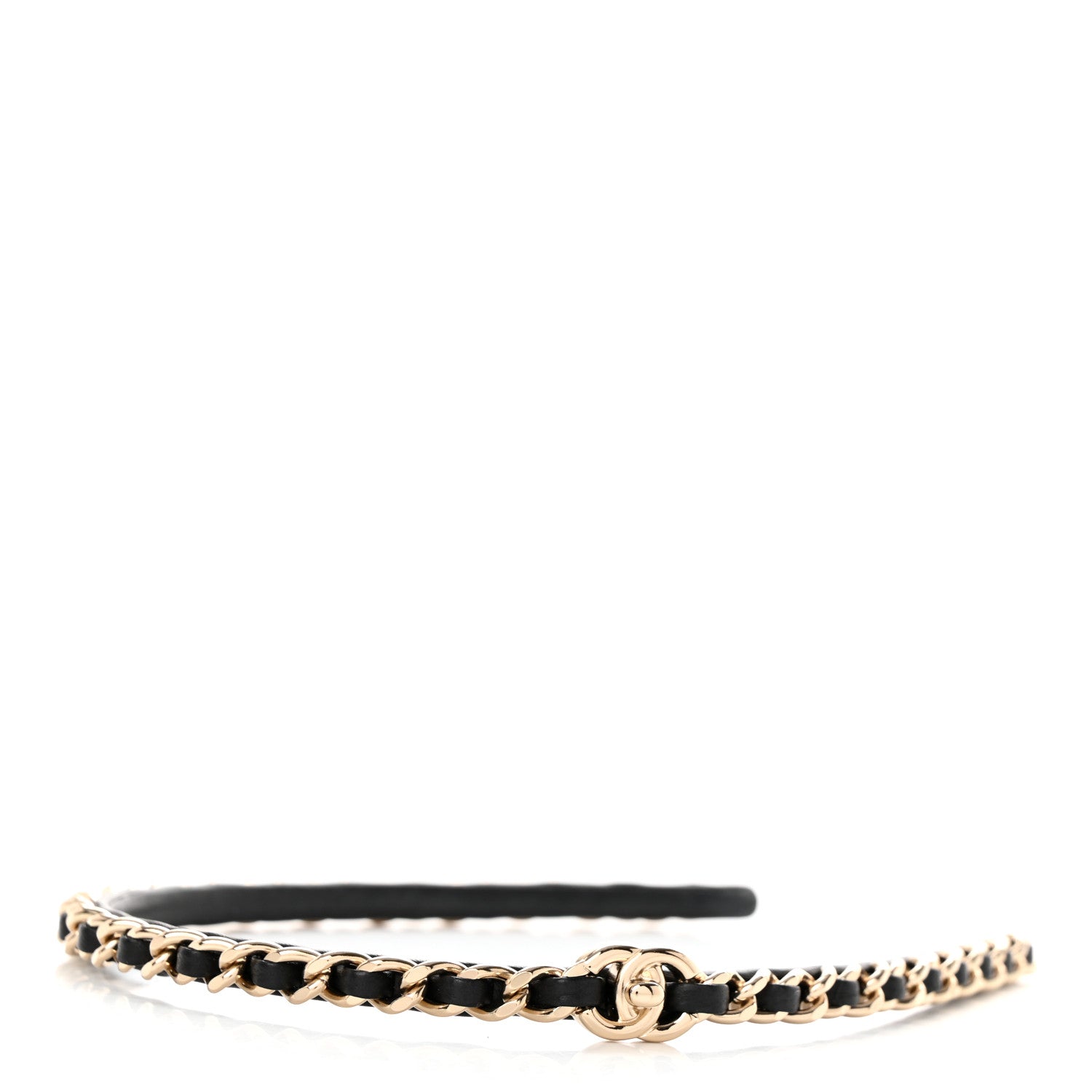 Chanel Metal Lambskin CC Turnlock Chain Headband Gold Black 4 of 7
