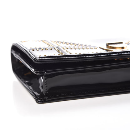 Christian Dior Patent Studded Diorama Wallet on Chain Pouch Black 5 of 9