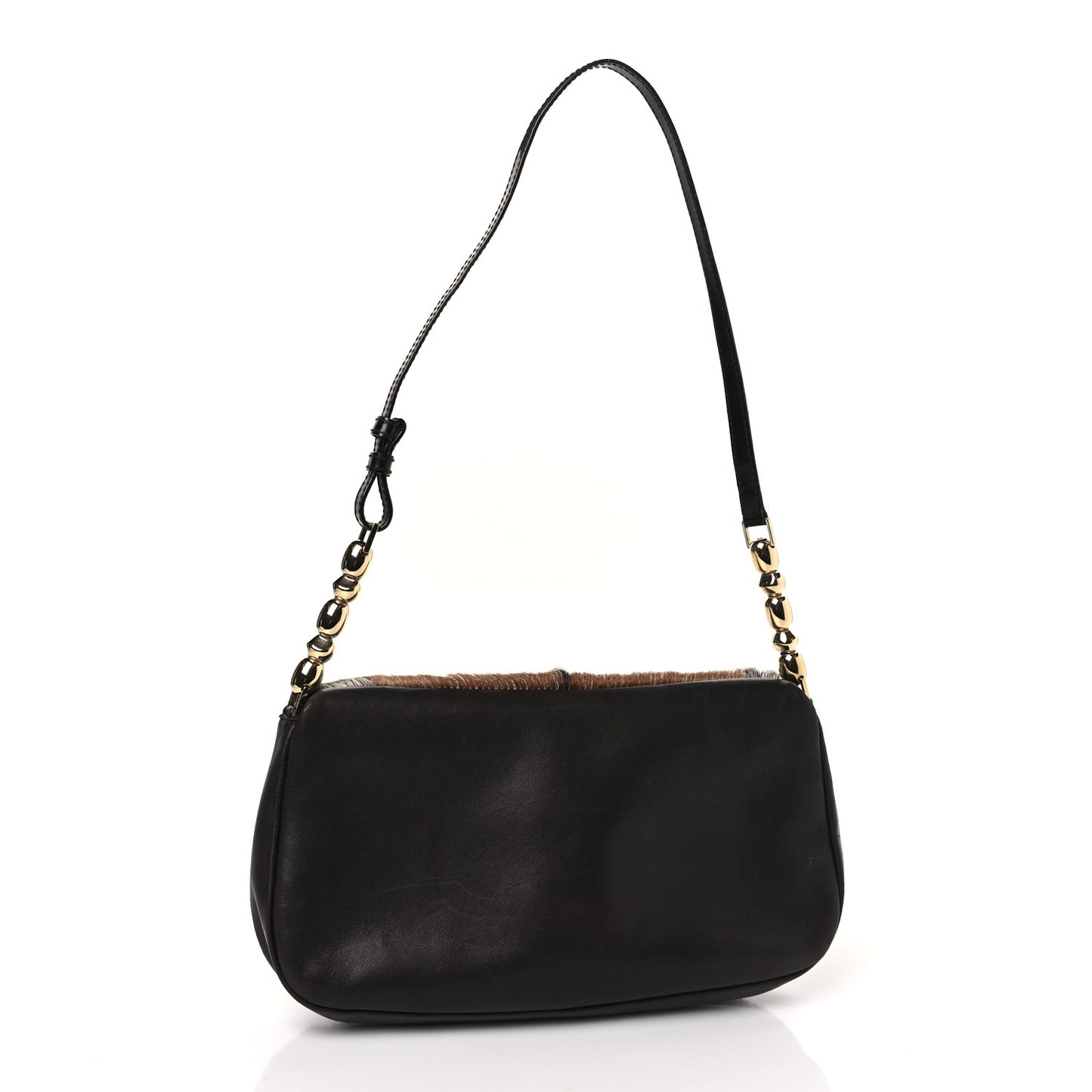 Pony Hair Malice Shoulder Bag Brown Black