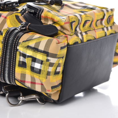 Burberry Calfskin Vintage Check Graffiti Print Small Rucksack Backpack Yellow 5 of 10