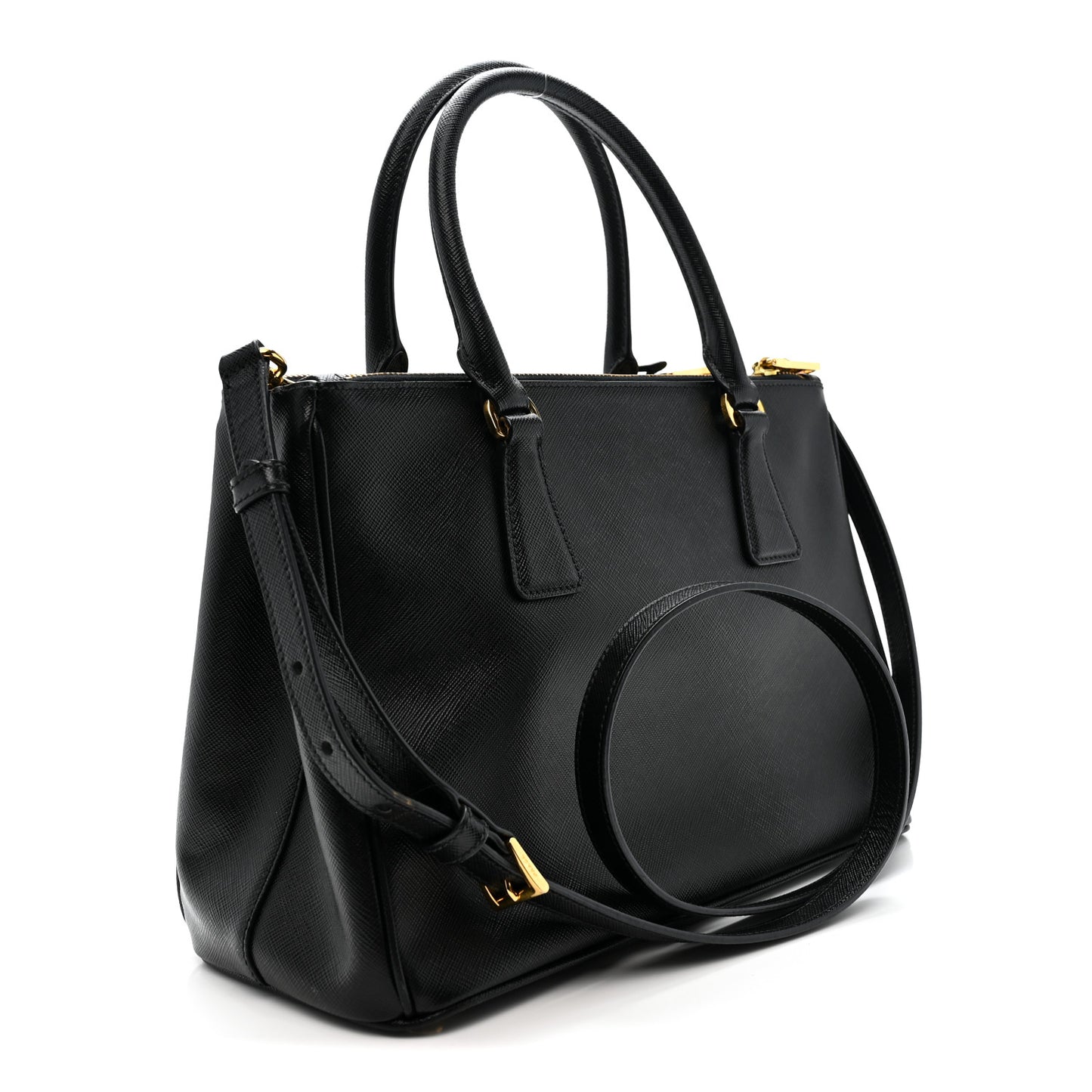 Saffiano Small Galleria Double Zip Tote Black