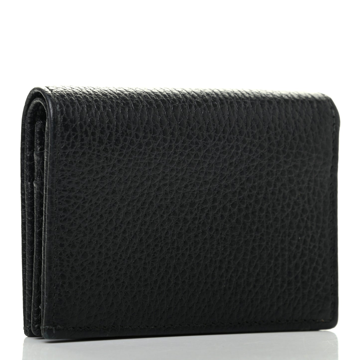 Pebbled Calfskin GG Marmont Card Case Black