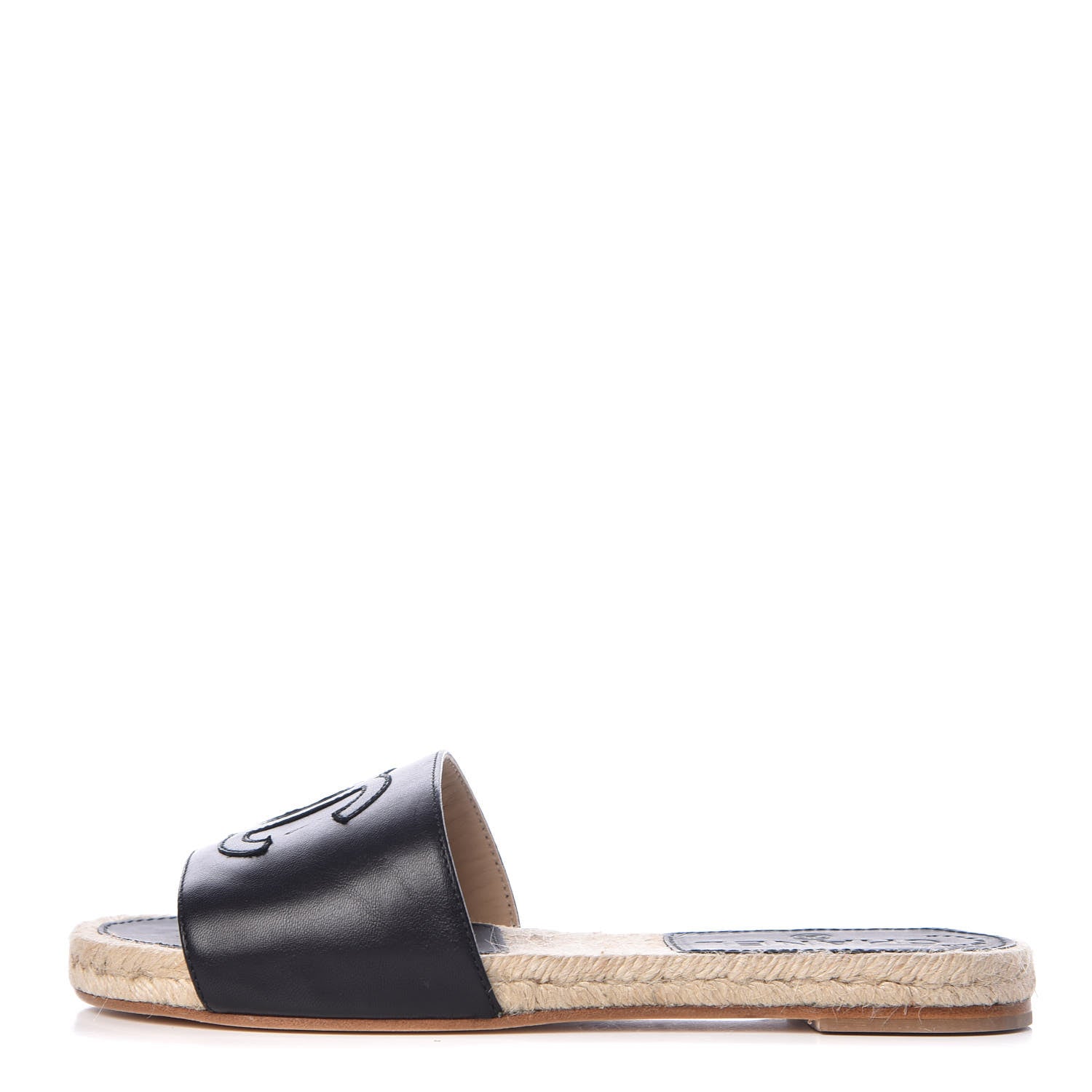 Chanel Lambskin CC Espadrille Slip On Sandals 36 Black 1 of 9