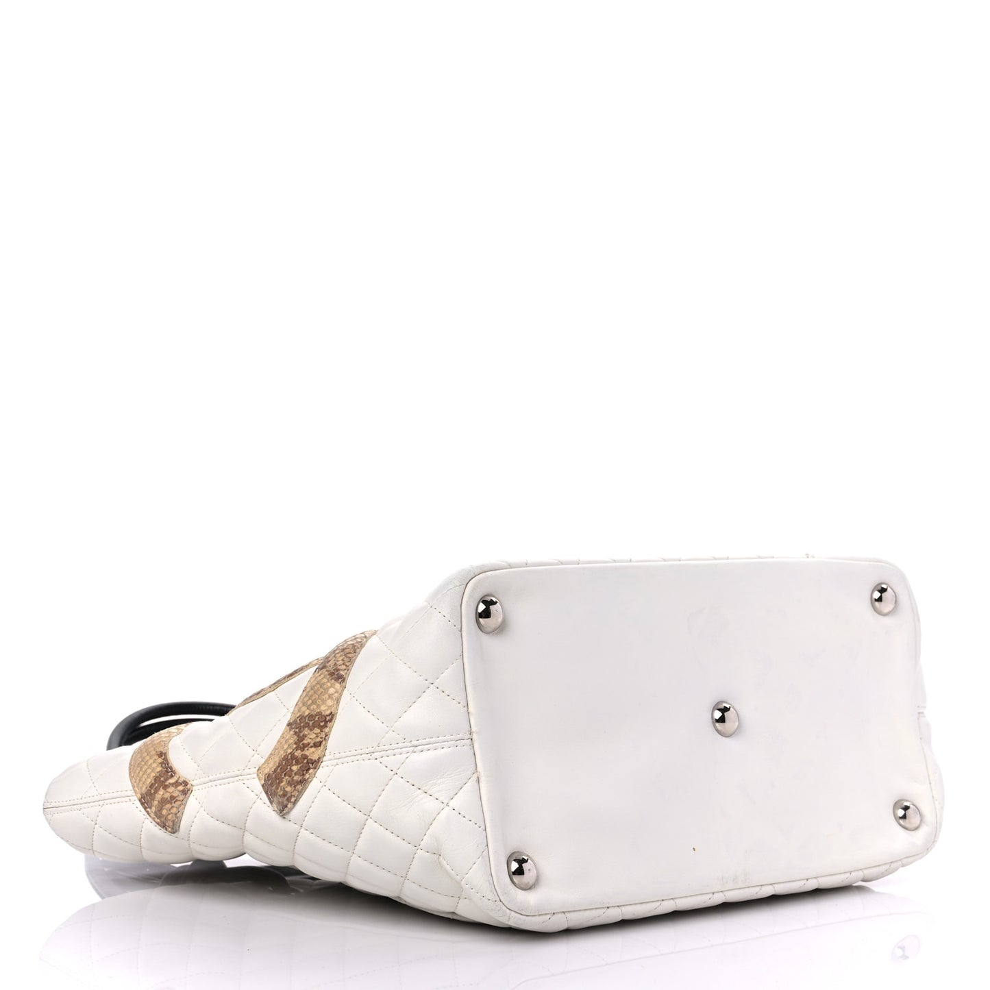 Calfskin Python Quilted Large Cambon Tote White