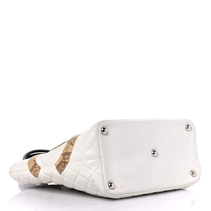 Chanel Calfskin Python Quilted Large Cambon Tote White 3 of 22