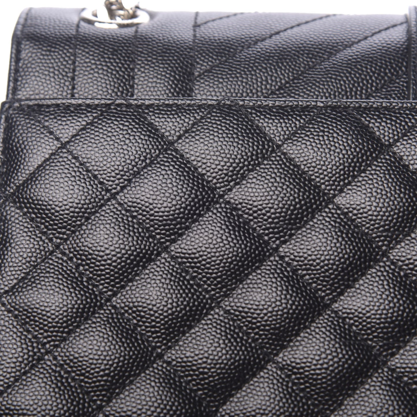 Grain De Poudre Textured Mixed Matelasse Triquilt Medium Monogram Satchel Black