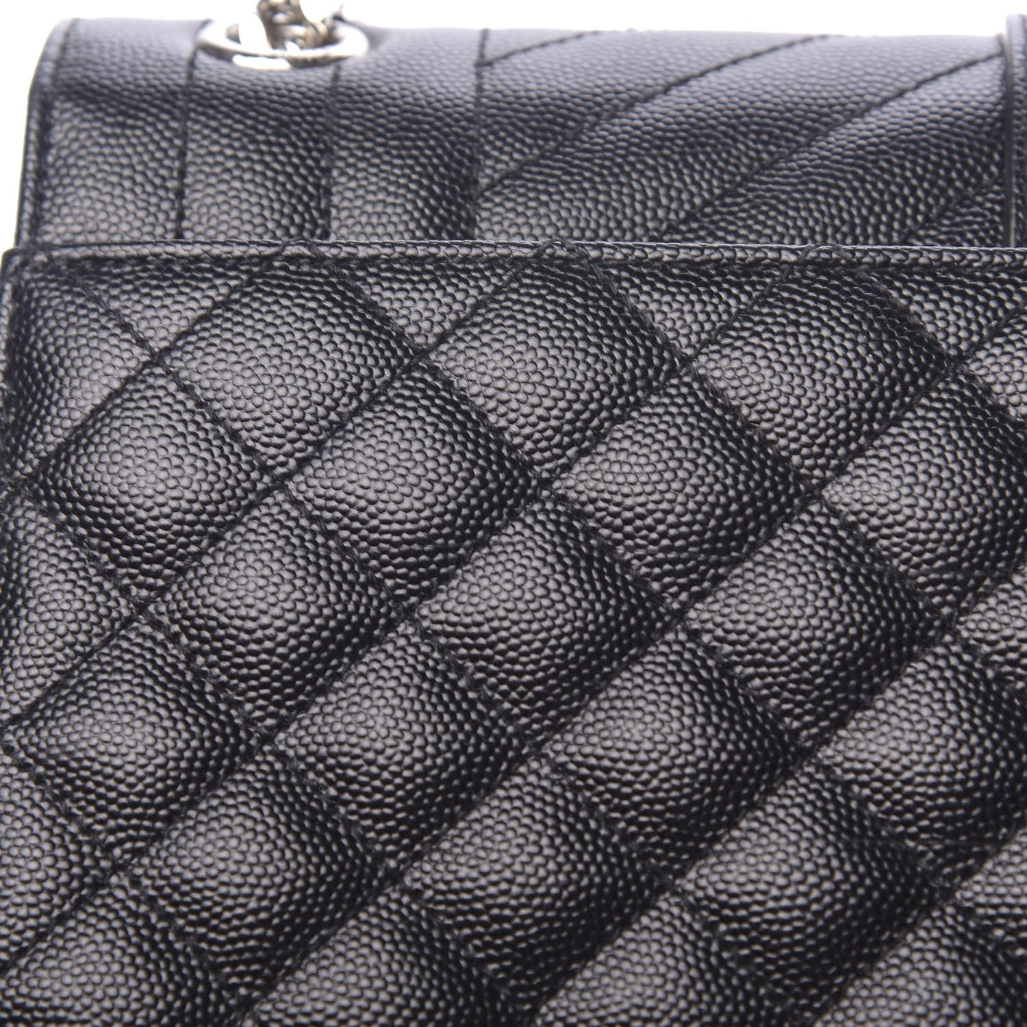 Saint Laurent Grain De Poudre Textured Mixed Matelasse Triquilt Medium Monogram Satchel Black 13 of 13