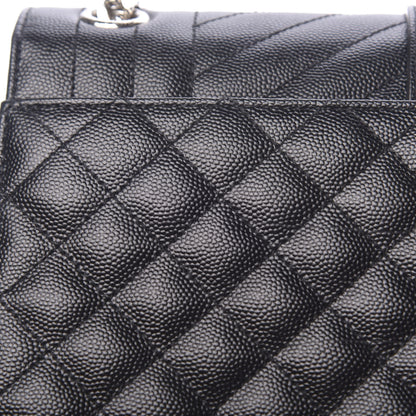 Saint Laurent Grain De Poudre Textured Mixed Matelasse Triquilt Medium Monogram Satchel Black 13 of 13