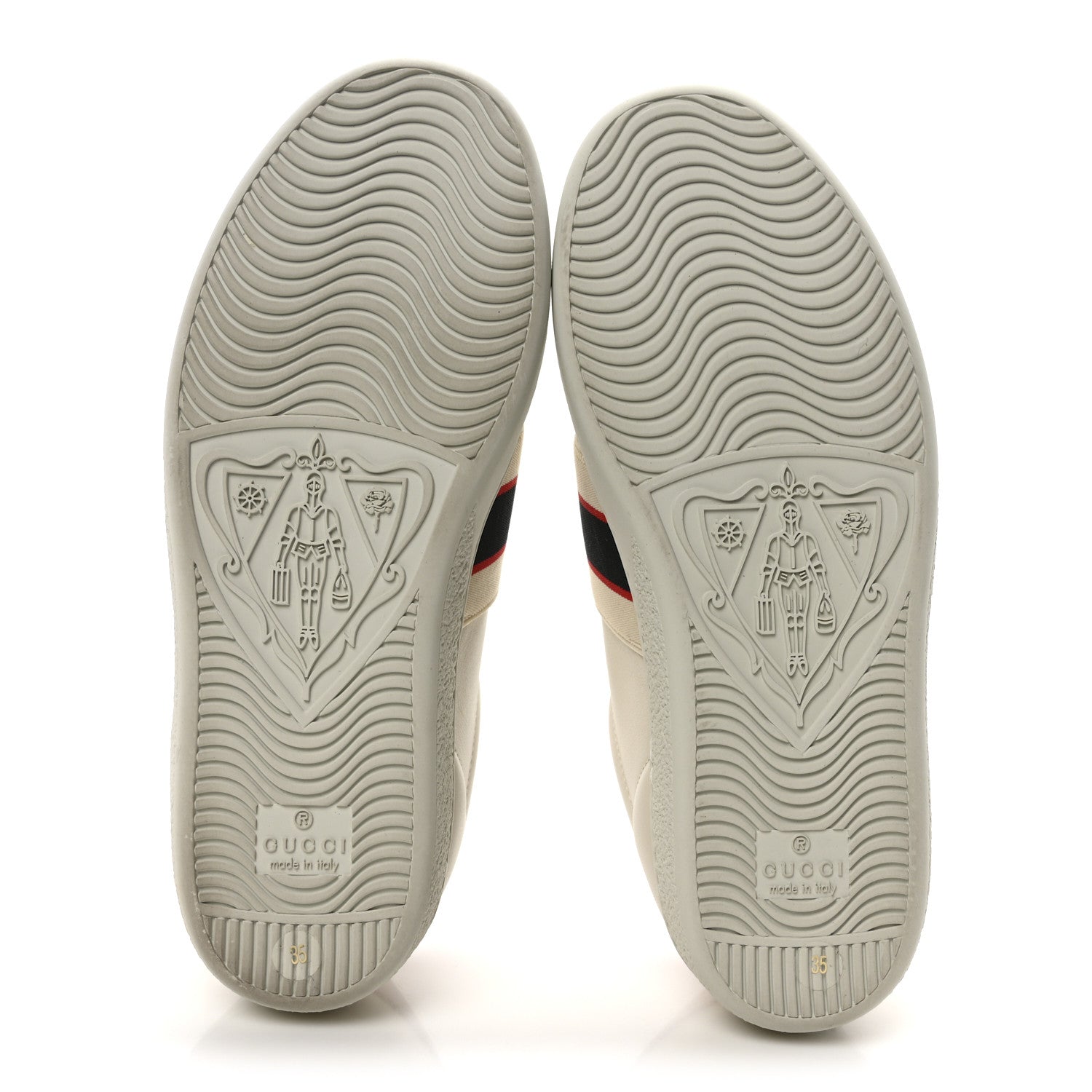 Gucci Calfskin Stripe Womens New Ace Sneakers 35 New Mystic White Ecru Red Flame 6 of 9