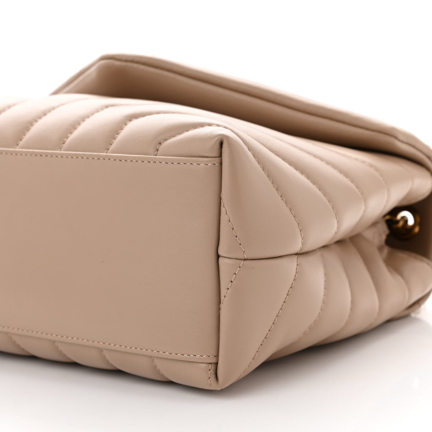 Calfskin Y Quilted Monogram Small Loulou Chain Satchel Dark Beige
