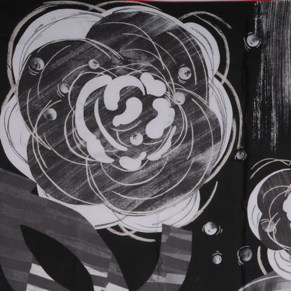 Chanel Silk Camellia CC Pearl Scarf Black 1 of 5