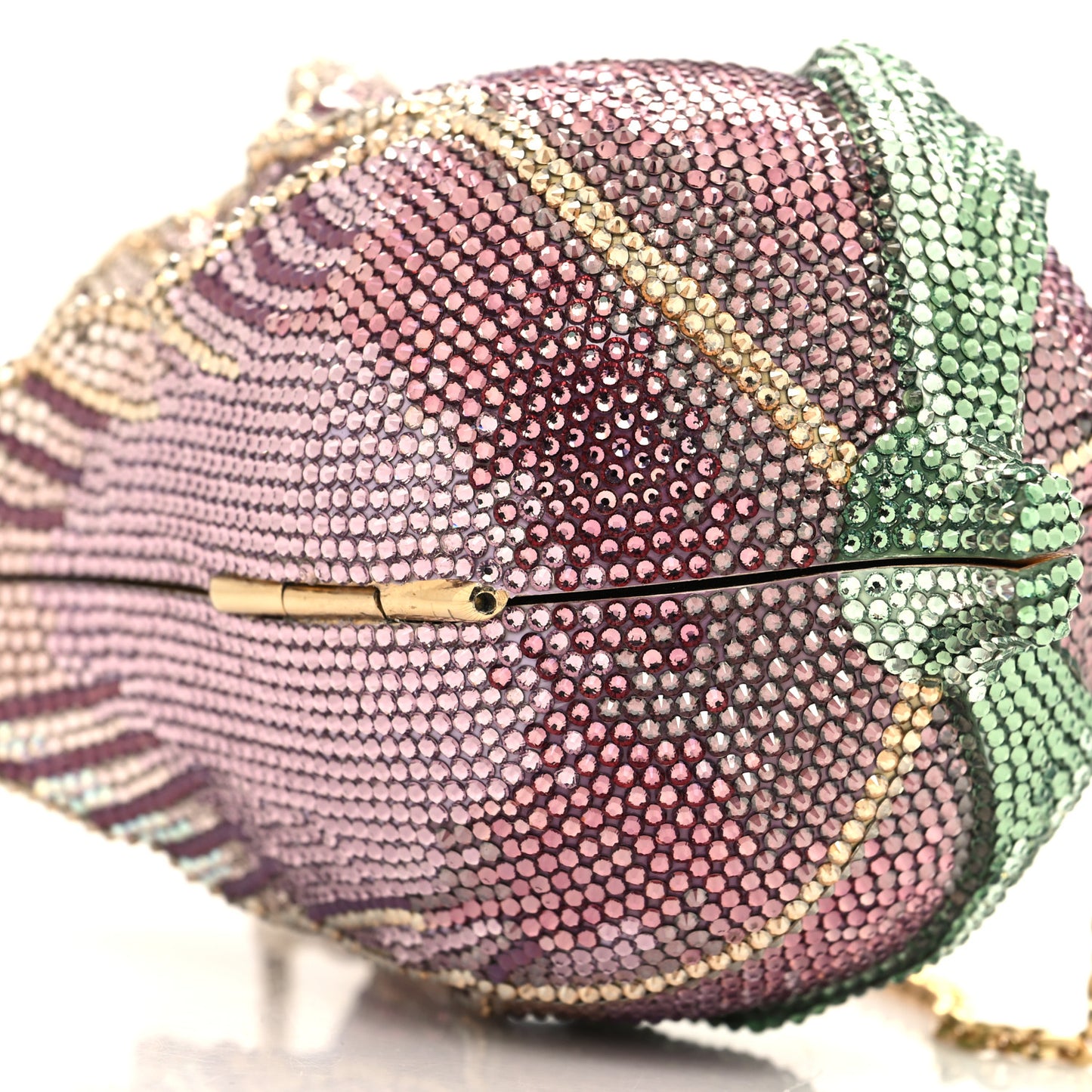 Crystal Tulip Minaudiere Chain Clutch Amethyst