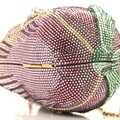 Judith Leiber Crystal Tulip Minaudiere Chain Clutch Amethyst 10 of 12