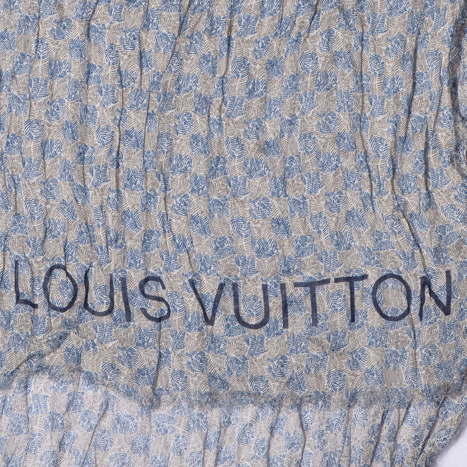 Louis Vuitton Cotton Linen Etole Damier Palm Stole Blue 4 of 7
