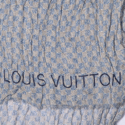 Louis Vuitton Cotton Linen Etole Damier Palm Stole Blue 4 of 7