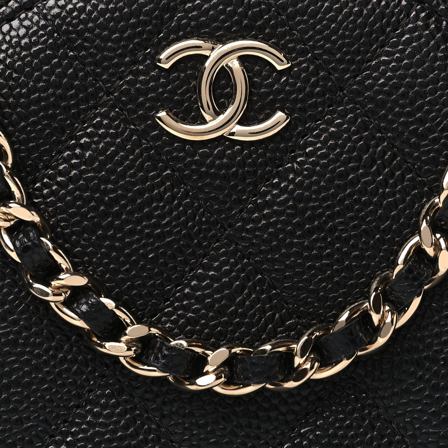 Chanel Caviar Quilted Round Handle With Care Vanity With Chain Black 8 of 11