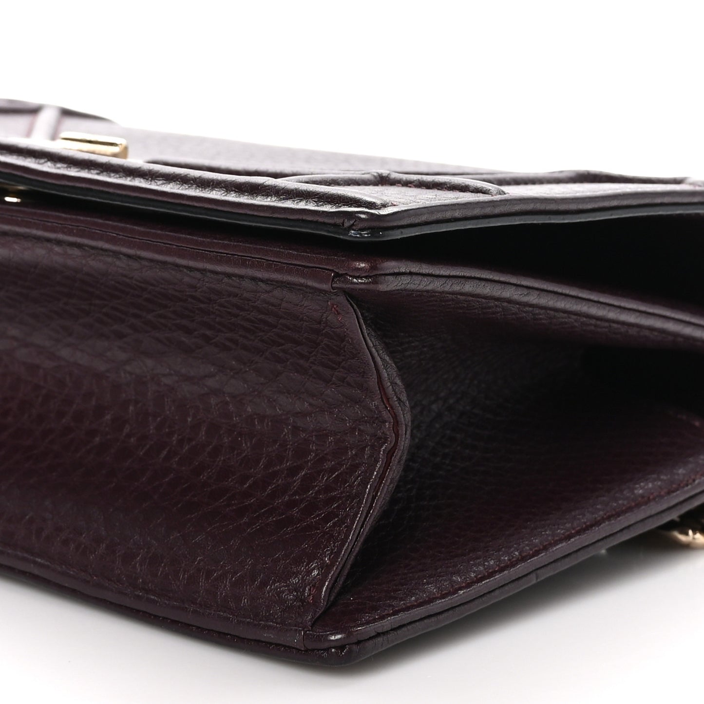 Grained Calfskin Small Diorama Flap Bag Burgundy