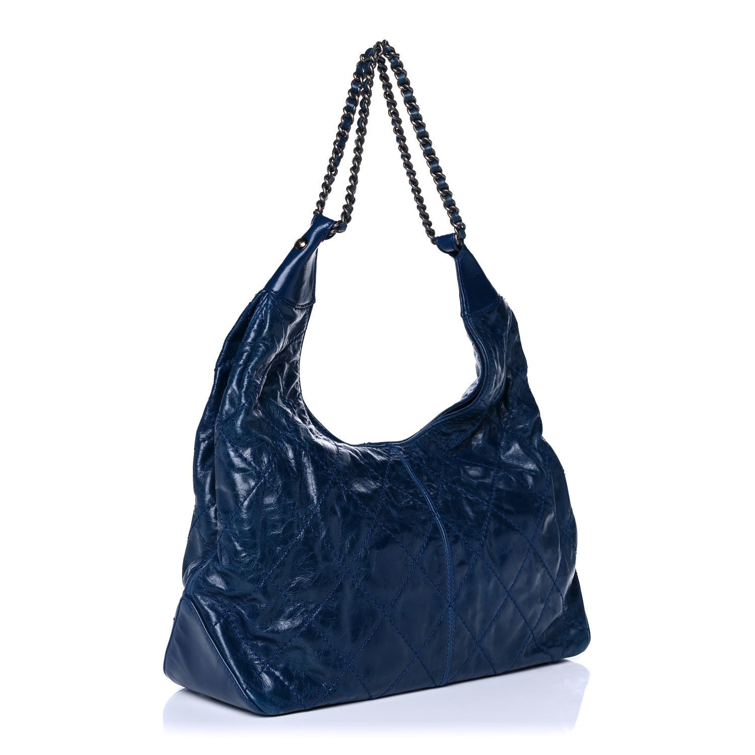 Chanel Aged Calfskin Quilted Coco Supple Hobo Navy Blue 3 of 11