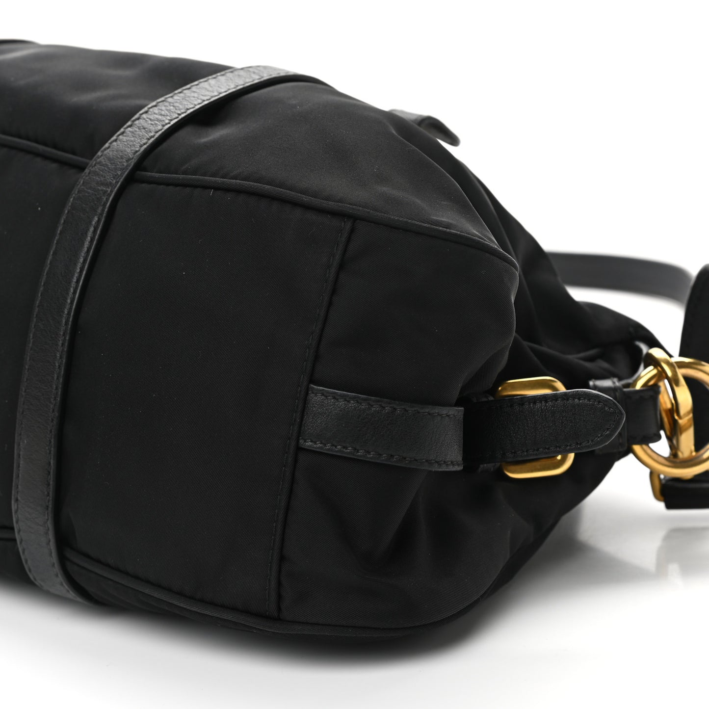 Tessuto Nylon Soft Calfskin Shopping Satchel Black