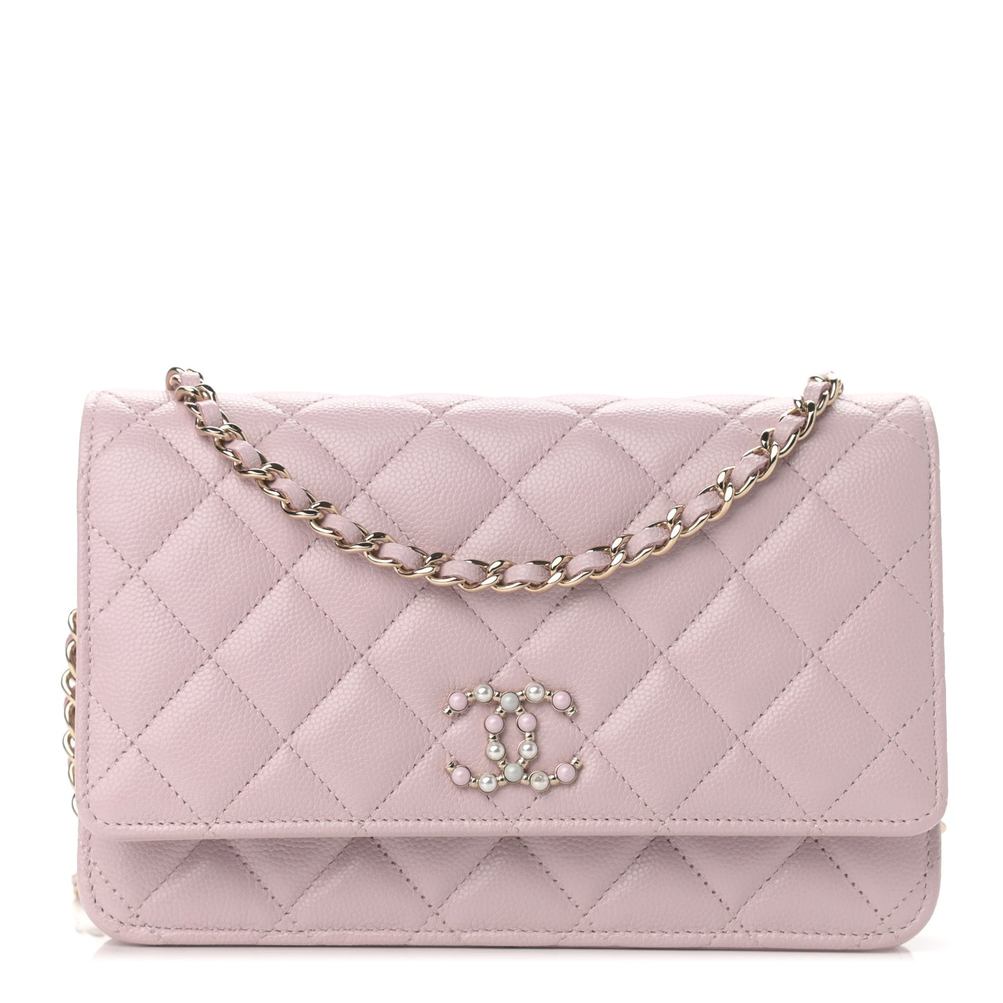 Caviar Quilted Coco Candy Wallet On Chain WOC Light Pink