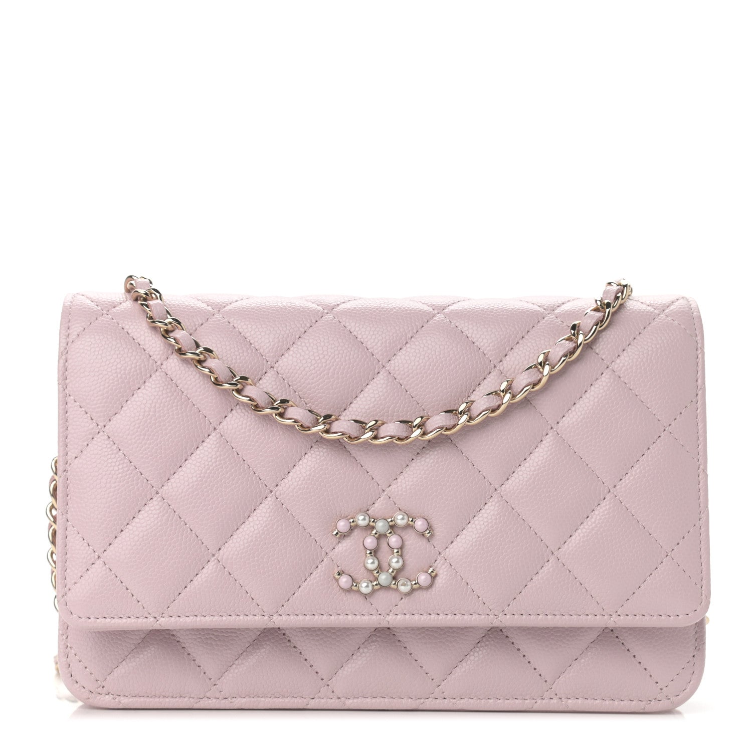Chanel Caviar Quilted Coco Candy Wallet On Chain WOC Light Pink 1 of 12
