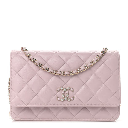Chanel Caviar Quilted Coco Candy Wallet On Chain WOC Light Pink 1 of 12