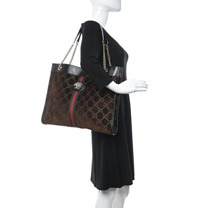 Gucci Velvet GG Monogram Large Rajah Chain Tote Brown 2 of 11