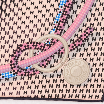 Hermes Silk Cheval Mirage Scarf 70 Rose Poudre Noir Gris 3 of 7