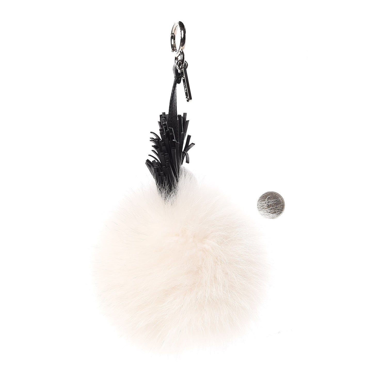 Lambskin Fox Fur Super Karlito Pom Pom Bag Charm Black White