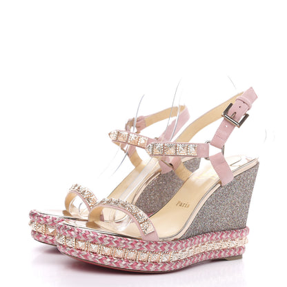 Christian Louboutin Suede Specchio Glitter Studded Pyradiams 110 Platform Sandals 39 Crepon 3 of 9